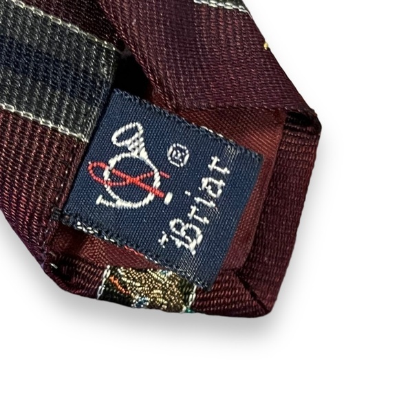 Vintage Briar Mallard Duck Striped Tie 100% Silk Made in England Preppy Classic - Picture 4 of 8